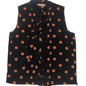 Tory Burch Size 6 Sleeveless Polka Dot Blouse